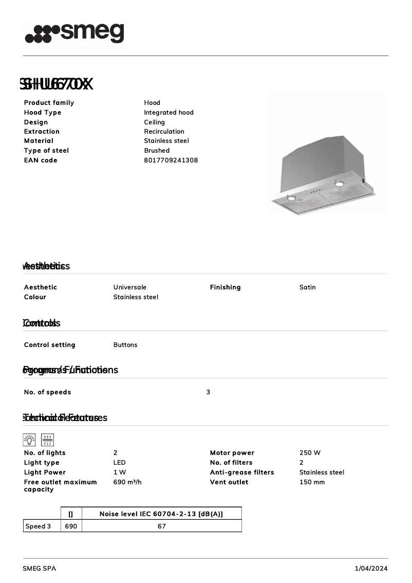 Page 1 de la notice Manuel utilisateur Smeg SHU670X