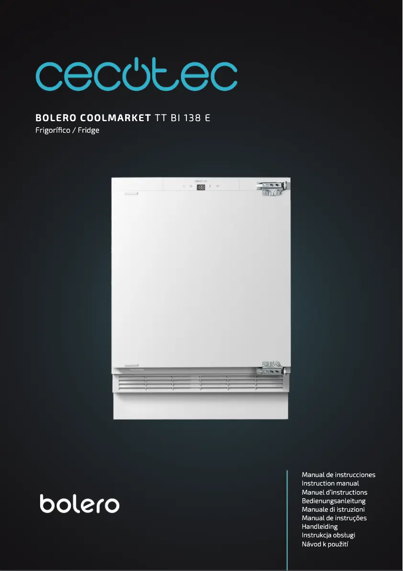Page 1 de la notice Manuel utilisateur Cecotec Bolero CoolMarket TT BI 138 E