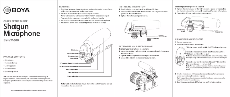 Página 1 del manual Manual de usuario BOYA BY-VM600