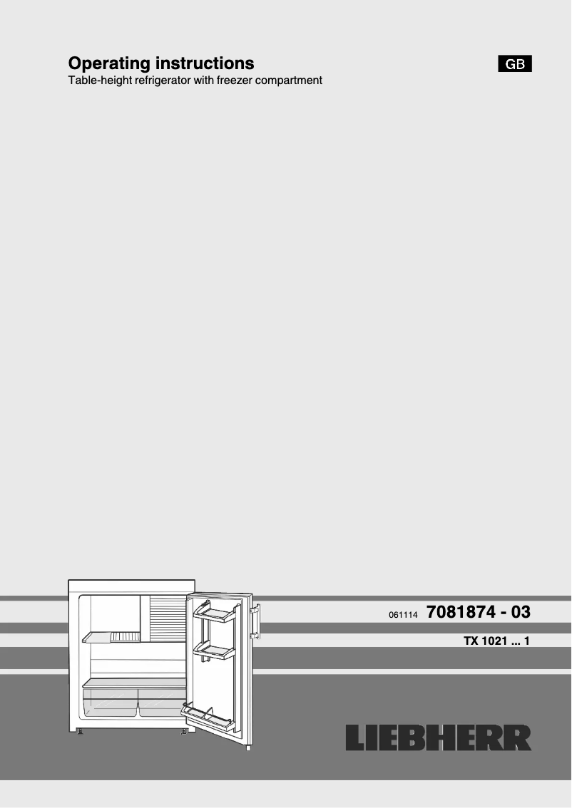 Page n°1 - Manuel utilisateur Liebherr TX 1021 Comfort