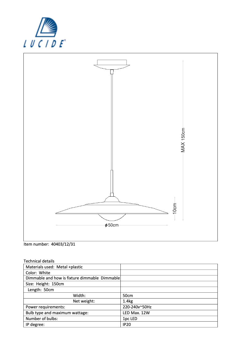 Page 1 de la notice Manuel utilisateur Lucide Olfy-LED