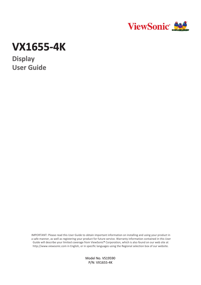 Image de la première page du manuel de l'appareil VX1655-4K