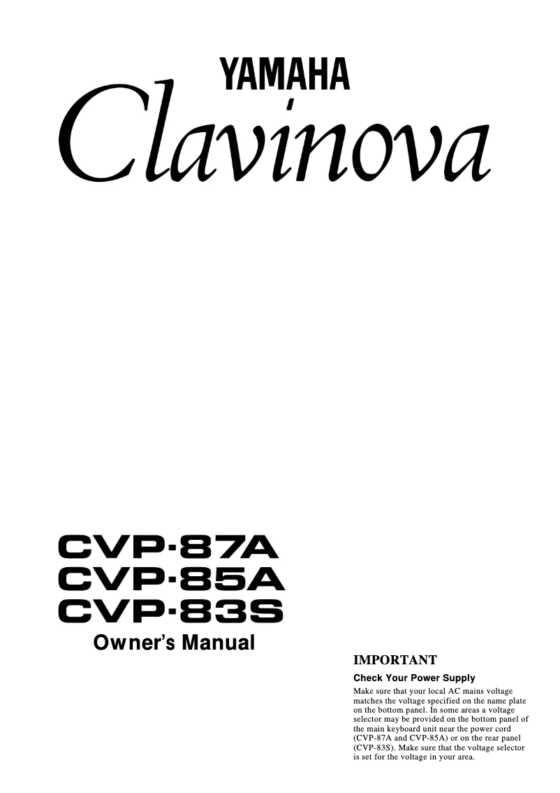 Image de la première page du manuel de l'appareil Clavinova CVP-87A