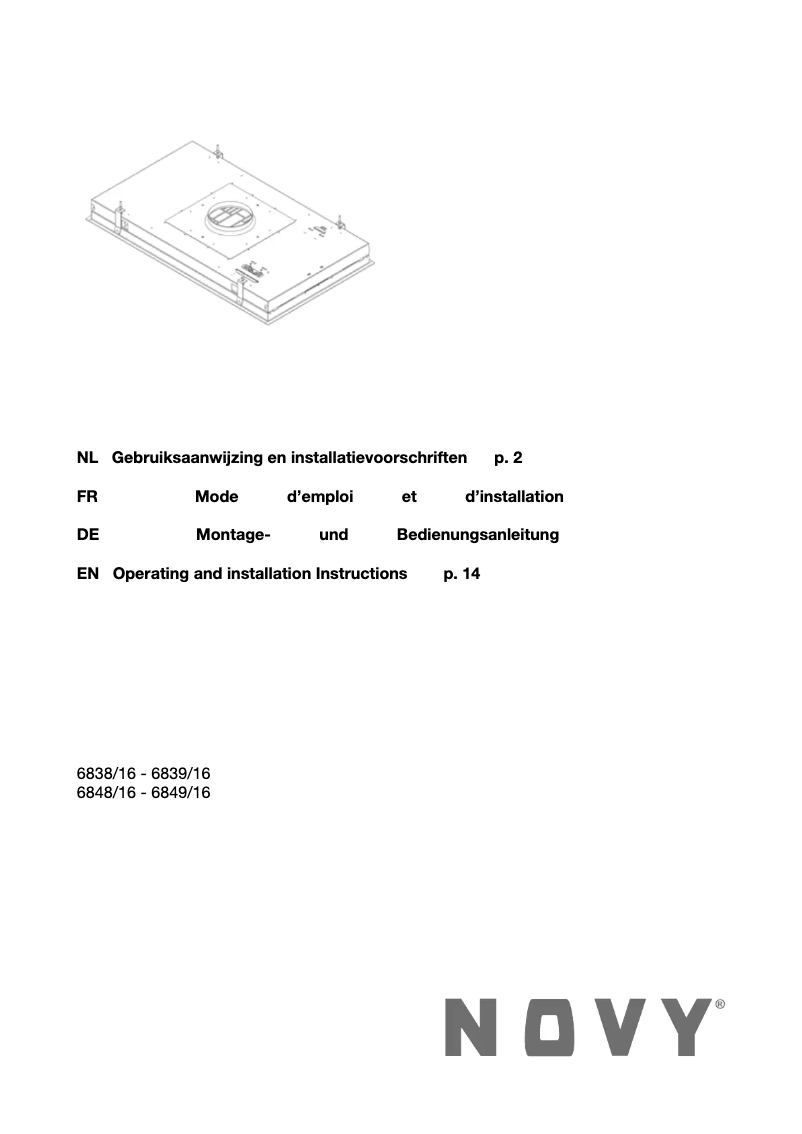 Page n°1 - Manuel utilisateur Novy 6838