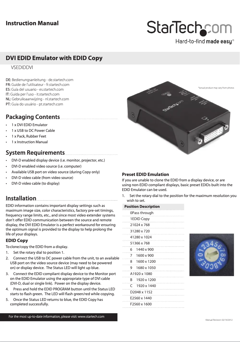 Página 1 del manual Manual de usuario StarTech.com VSEDIDDVI