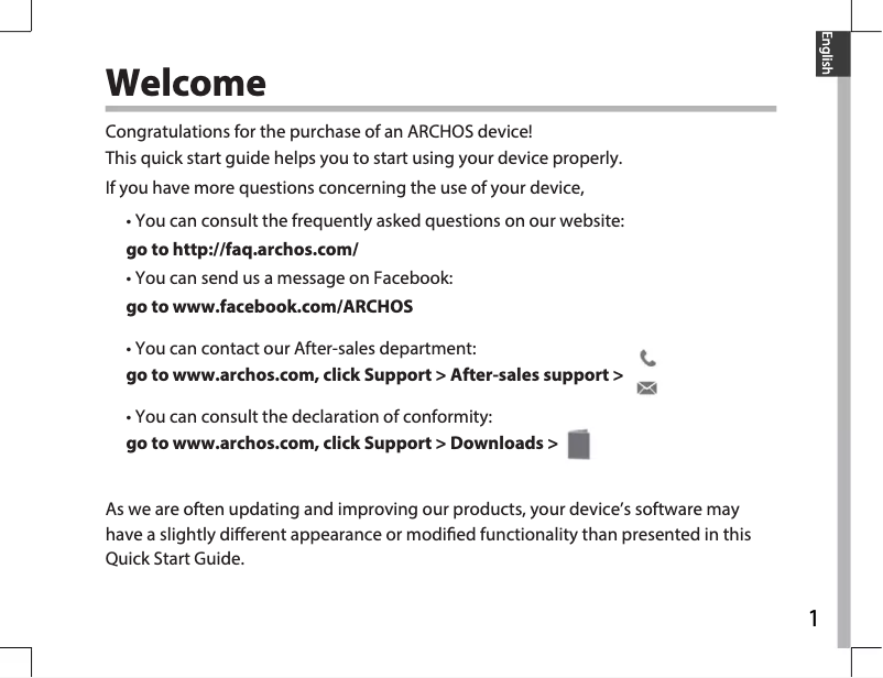 Page 1 de la notice Manuel utilisateur Archos Neon 101e