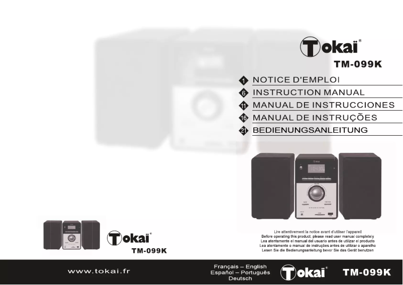 Page 1 de la notice Manuel utilisateur Tokaï TM-099K