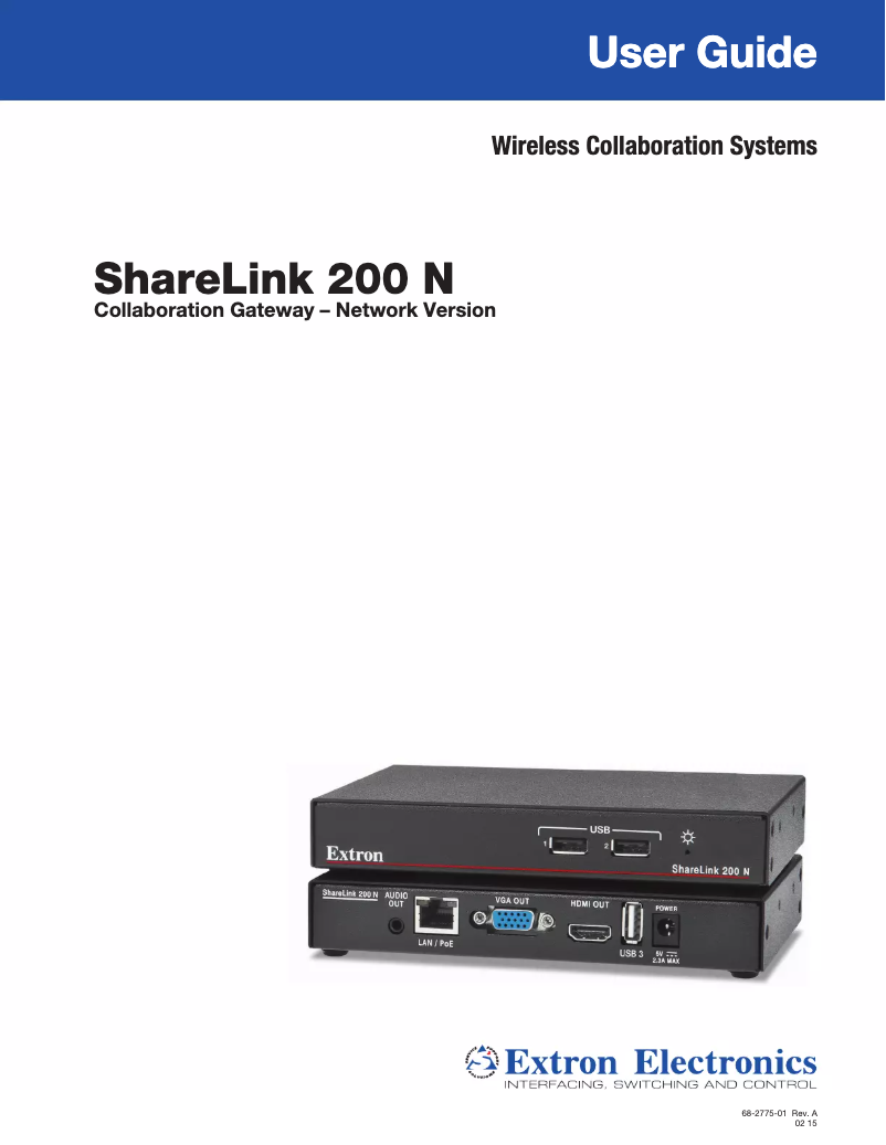 Page n°1 - Manuel utilisateur Extron ShareLink 200 N