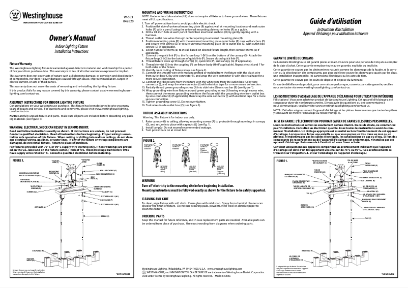 Page 1 de la notice Manuel utilisateur Westinghouse Skybridge 6350300