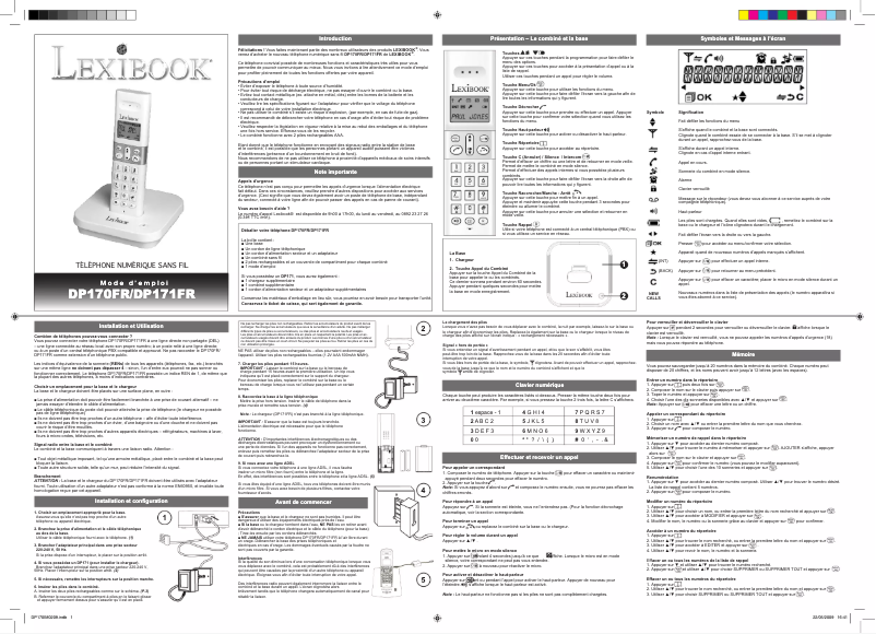 Image de la première page du manuel de l'appareil DP170FR