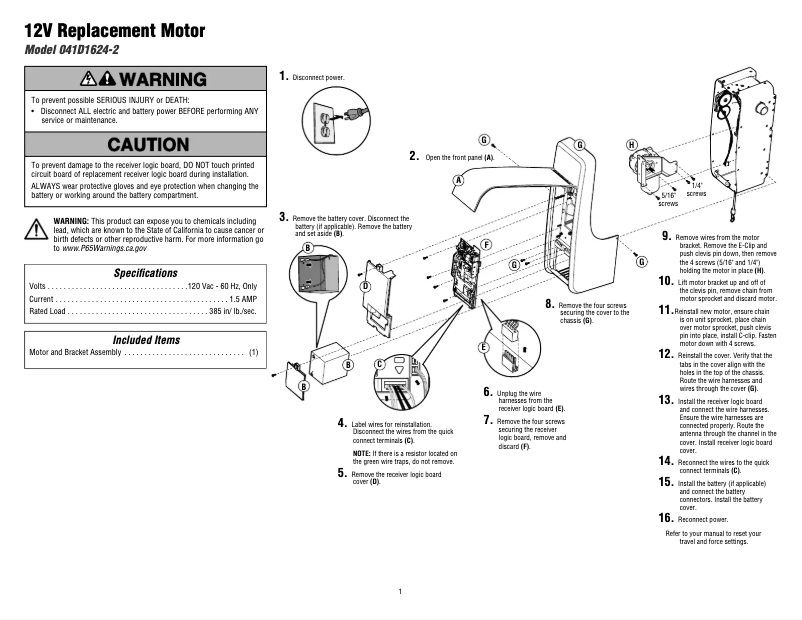 Page 1 de la notice Manuel utilisateur Chamberlain 041D1624-2