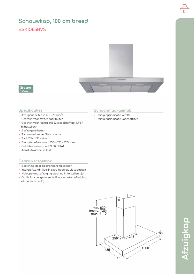 Image de la première page du manuel de l'appareil BSK1065RVS