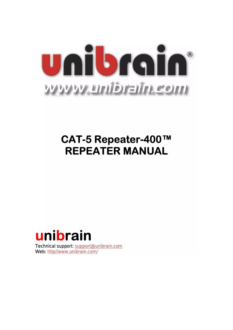 Page 1 de la notice Manuel utilisateur Unibrain CAT-5 Repeater-400