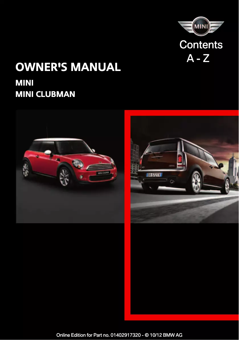 Page n°1 - Manuel utilisateur Mini Hardtop 2 Door (2013)