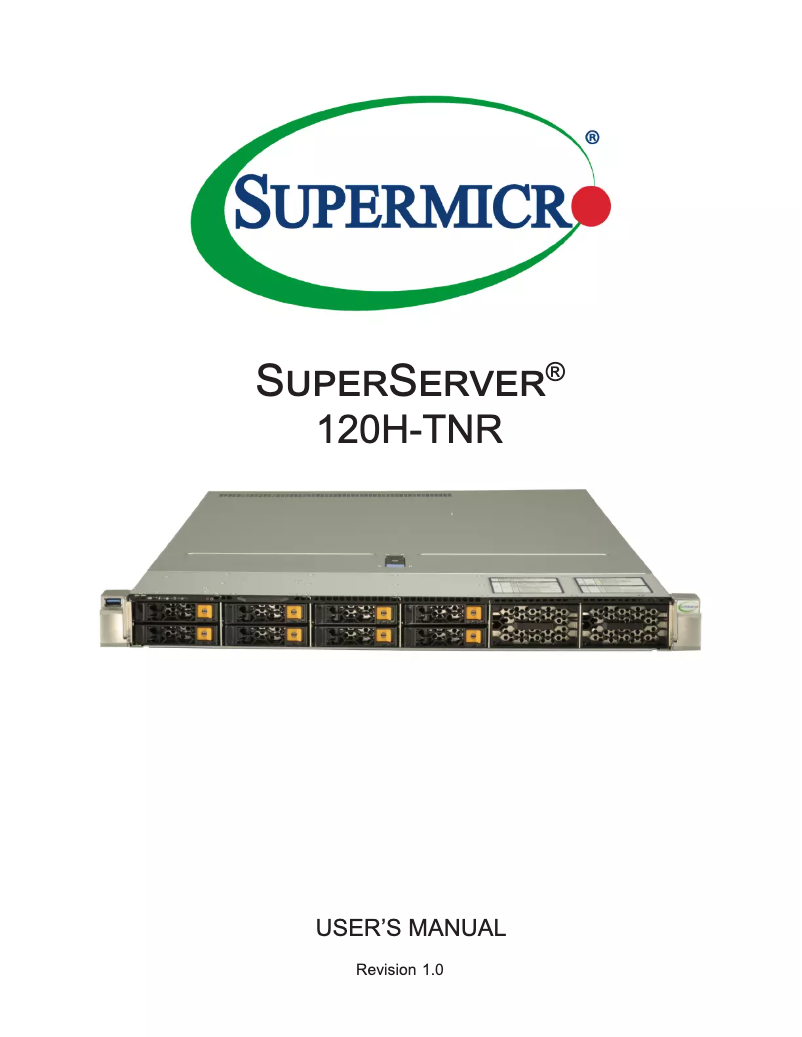 Page 1 de la notice Manuel utilisateur Supermicro SuperServer SYS-120H-TNR