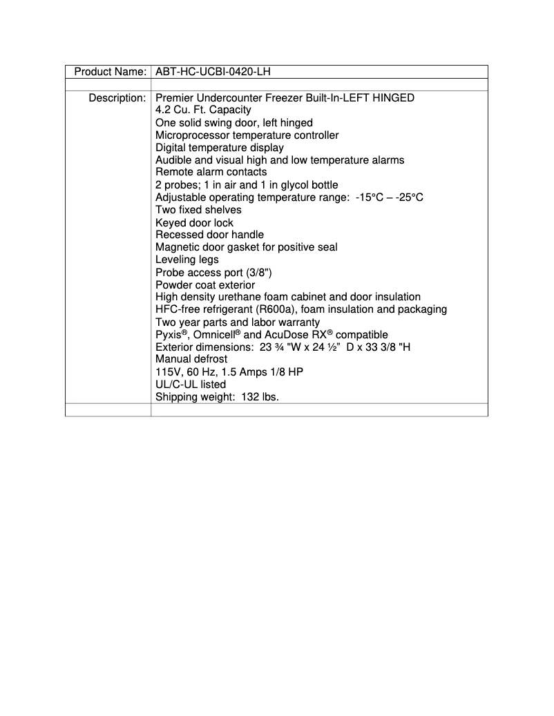 Page n°1 - Manuel utilisateur American BioTech Supply ABT-HC-UCBI-0420-LH