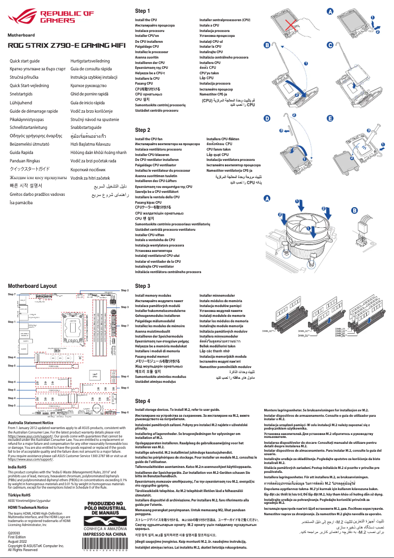 Page 1 de la notice Manuel utilisateur Asus ROG STRIX Z790-E GAMING WIFI