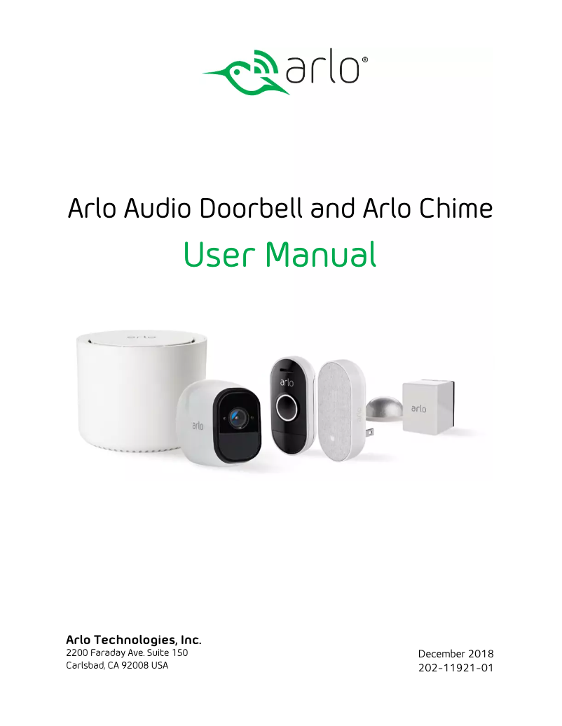 Page 1 de la notice Manuel utilisateur Arlo Audio Doorbell