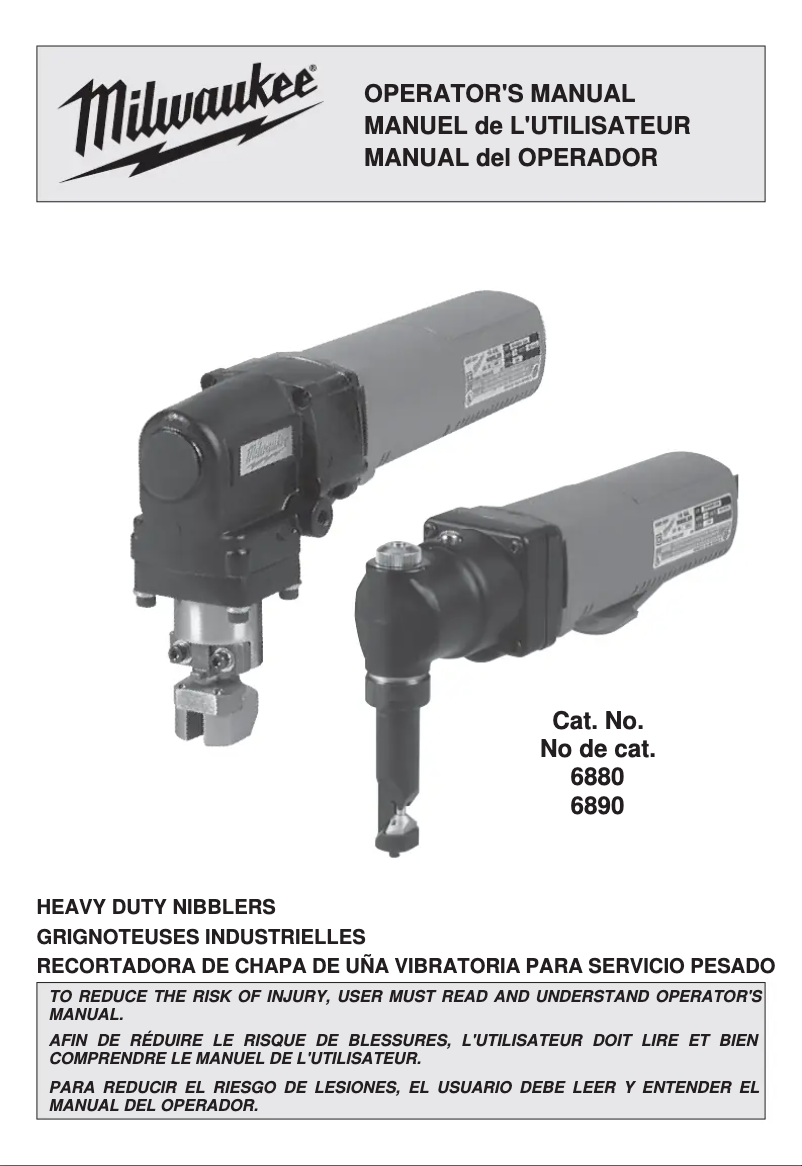 Page 1 de la notice Manuel utilisateur Milwaukee 6890