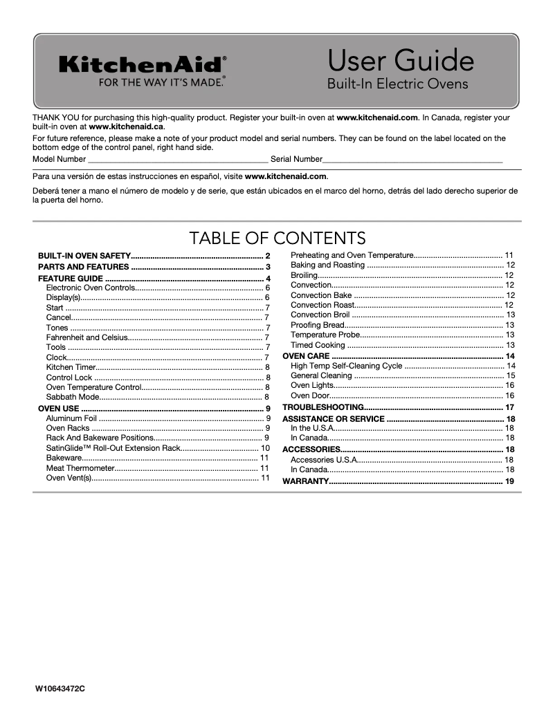 Page 1 de la notice Manuel d'utilisation et d'entretien KitchenAid KOCE500ESS