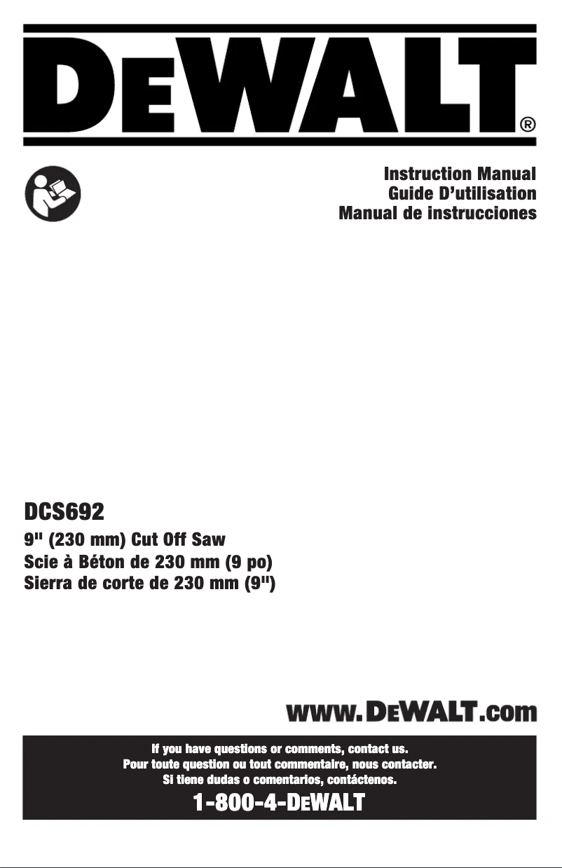 Page 1 de la notice Manuel utilisateur DeWalt DCS692