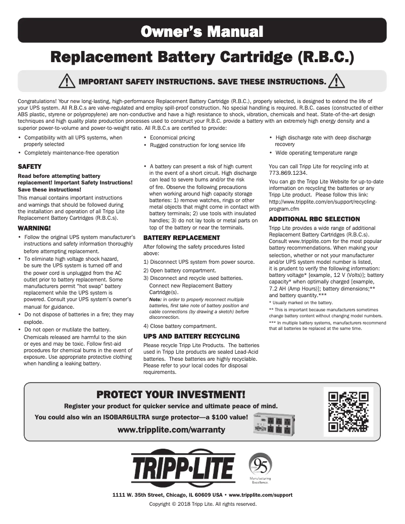 Página 1 del manual Manual de usuario Tripp Lite RBC24-SUTWR