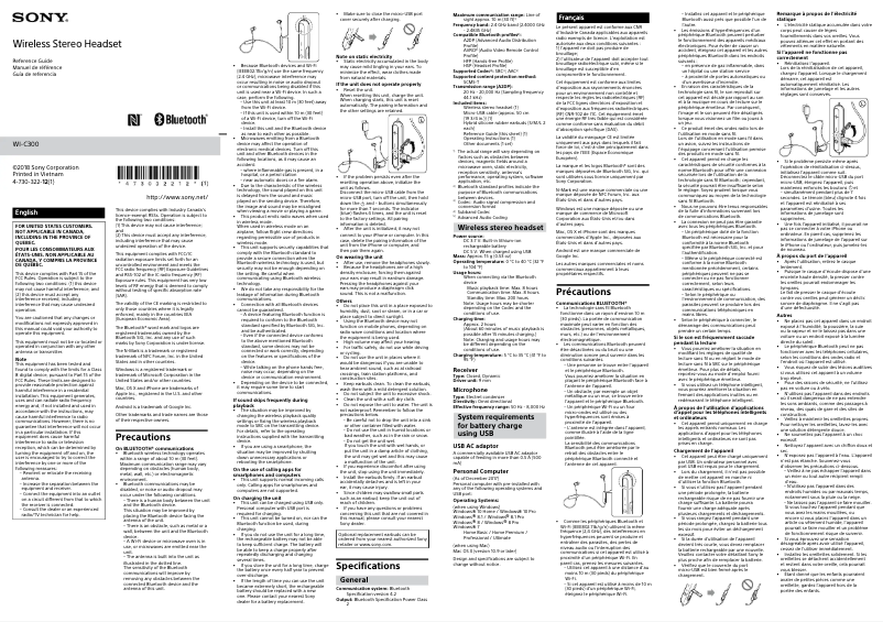 Image de la première page du manuel de l'appareil WI-C300