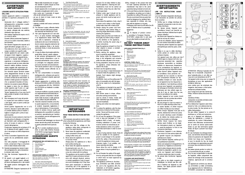 Page 1 de la notice Manuel utilisateur Ariete B-cheese 615