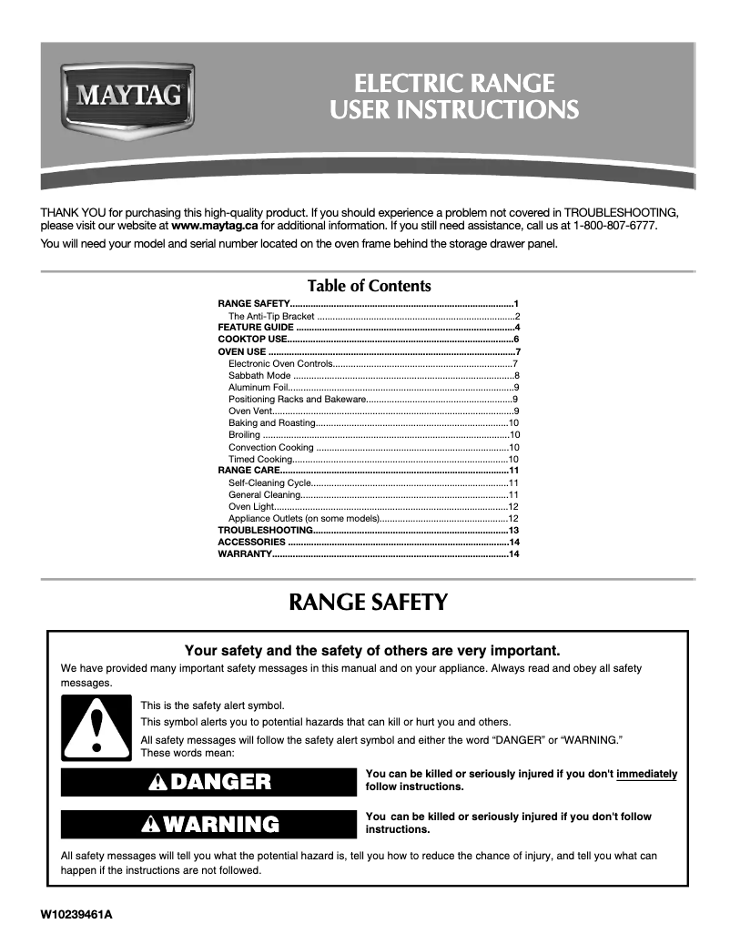 Page 1 de la notice Manuel utilisateur Maytag MES5875BCS