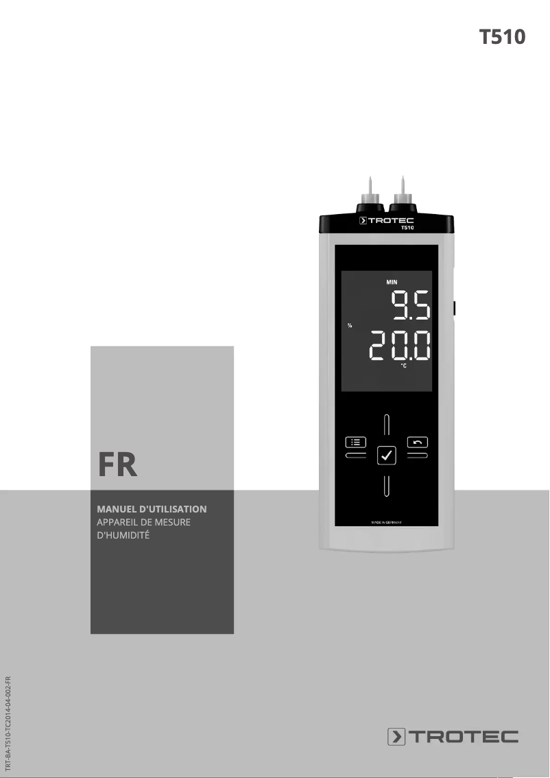 Page 1 de la notice Manuel utilisateur Trotec T510