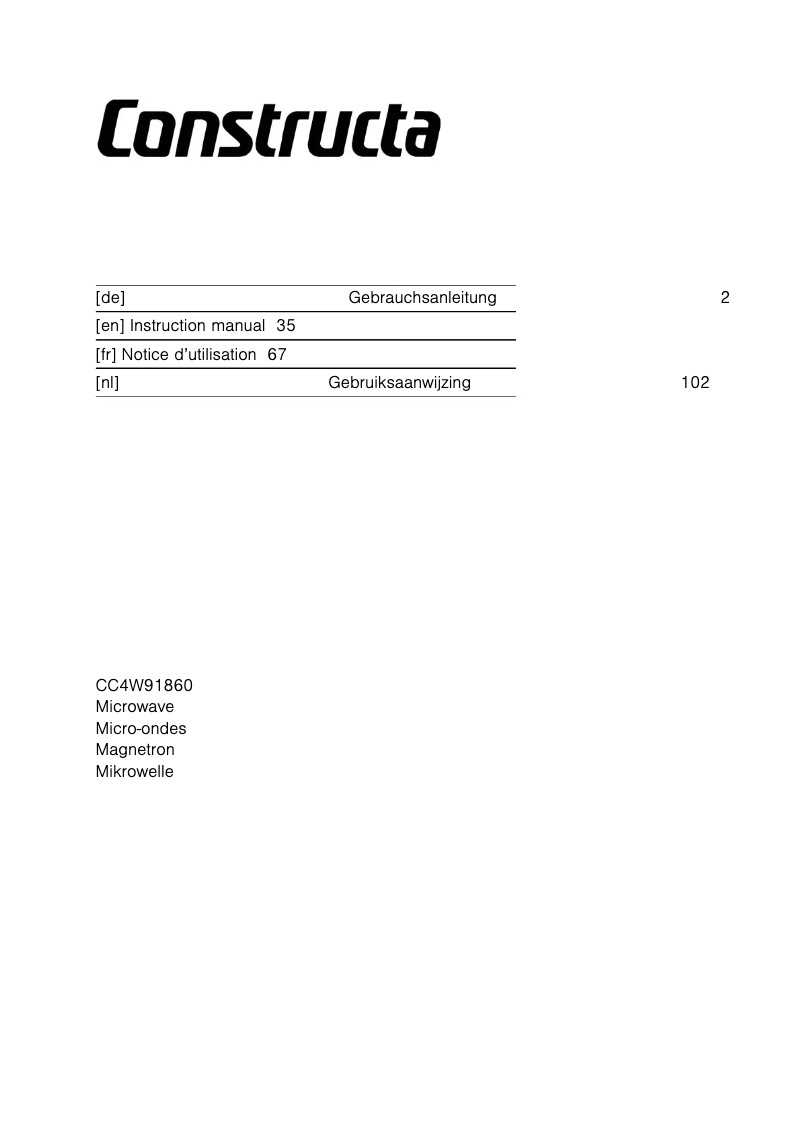 Page 1 de la notice Manuel utilisateur Constructa CC4W91860