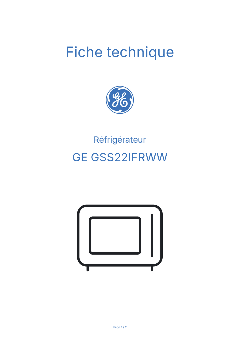 Image de la première page du manuel de l'appareil GSS22IFRWW
