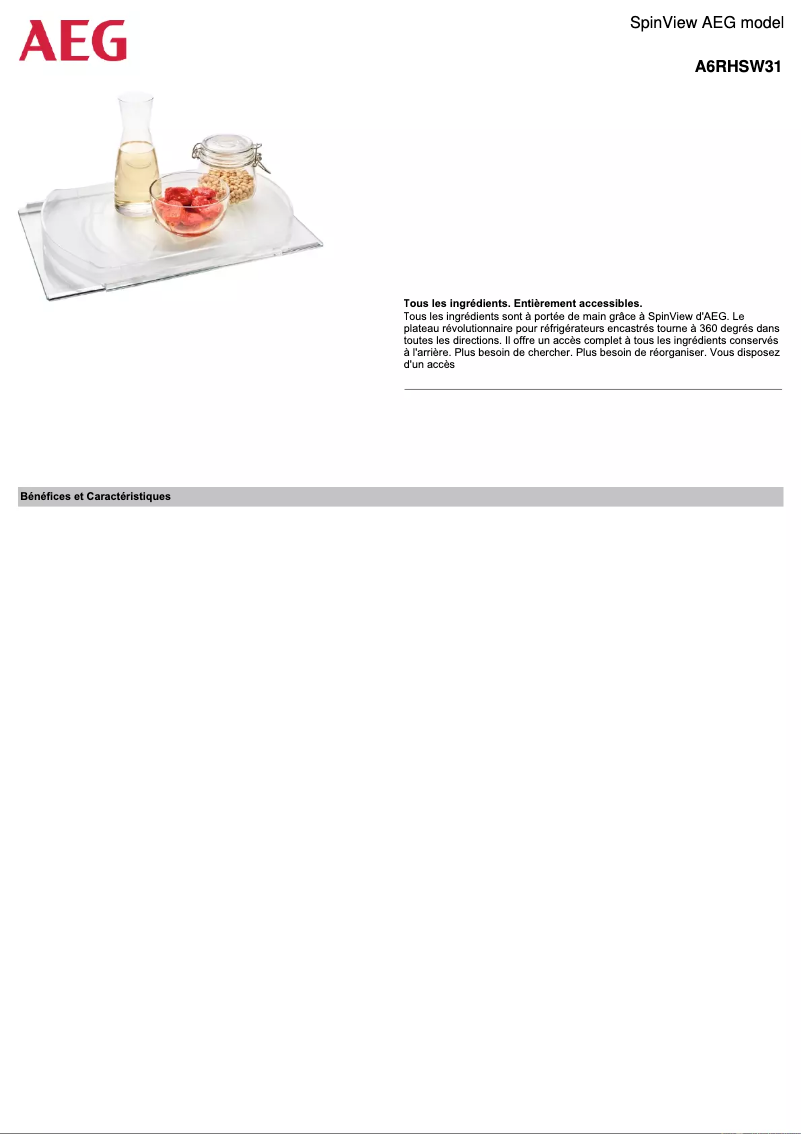 Page n°1 - Fiche technique AEG A6RHSW31
