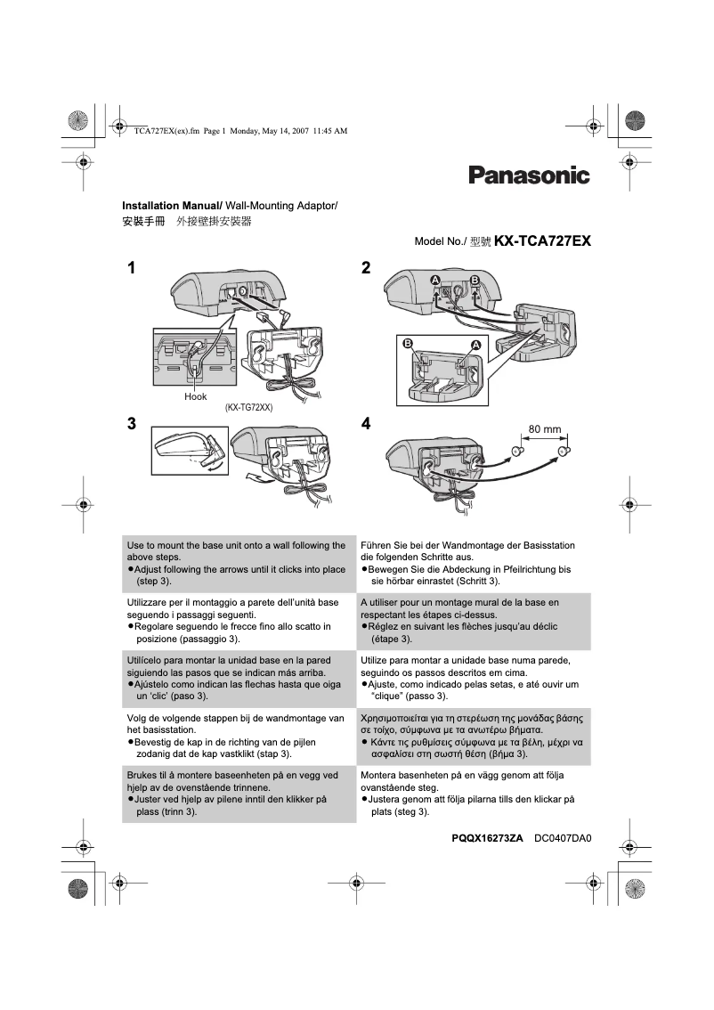 Page n°1 - Manuel utilisateur Panasonic KX-TCA727EX