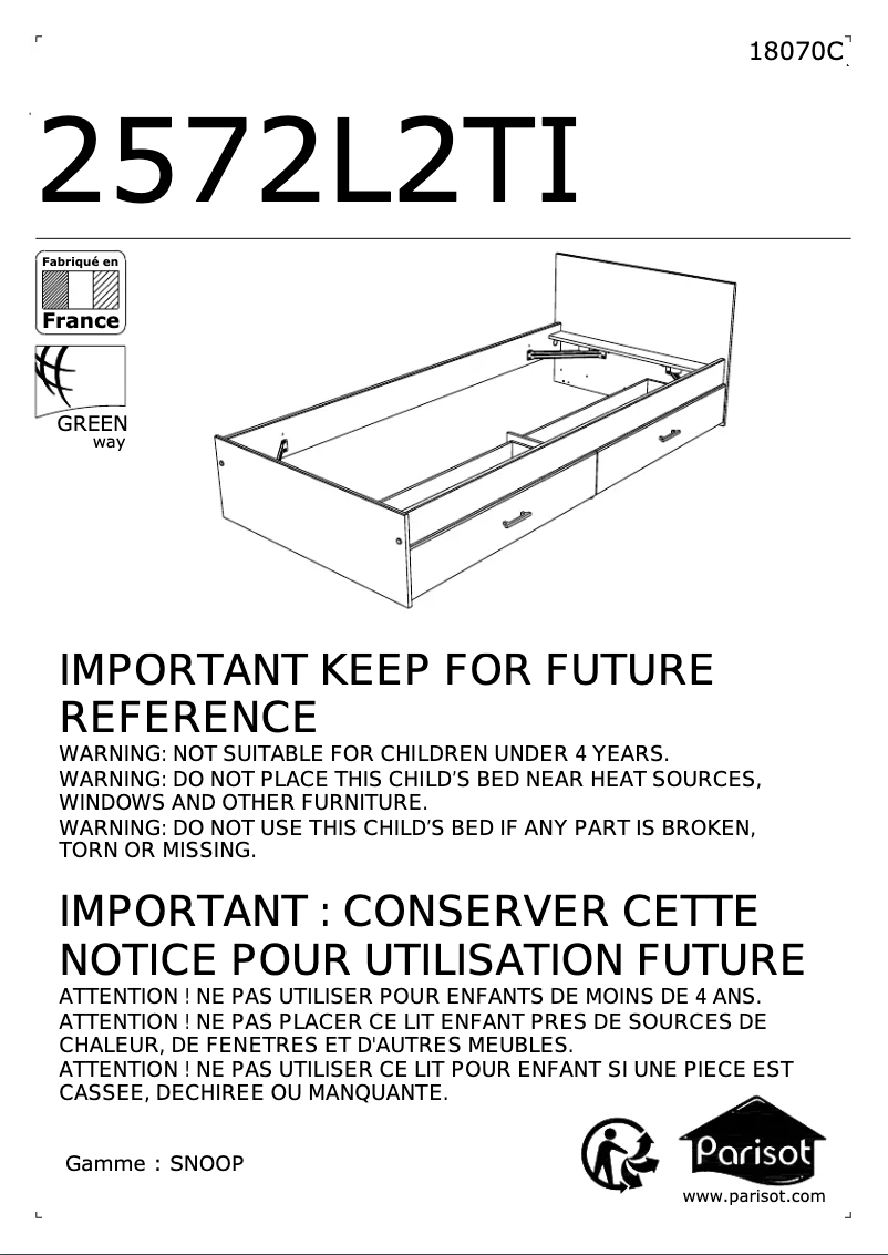 Image de la première page du manuel de l'appareil Snoop 2572L2TI