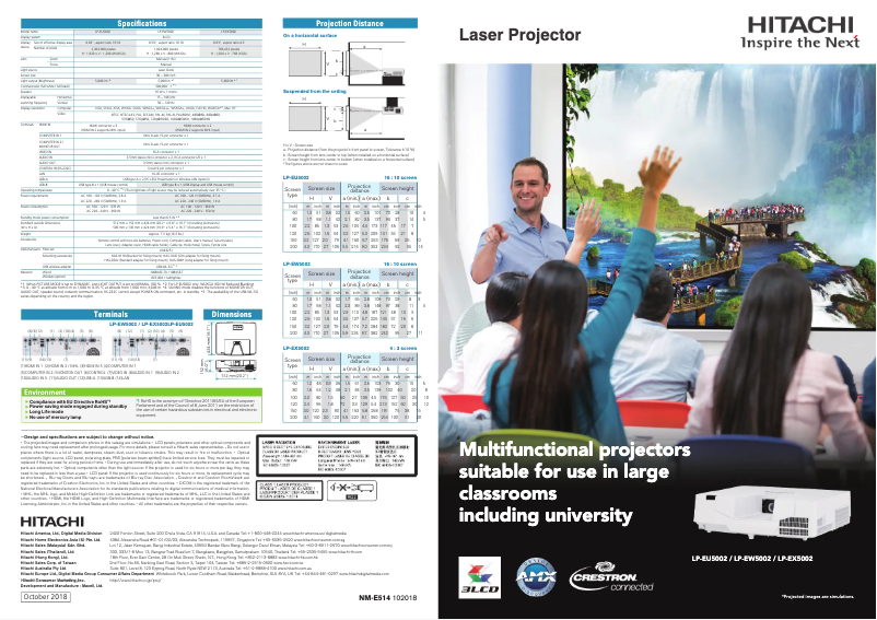 Page 1 de la notice Brochure Hitachi LP-EW5002