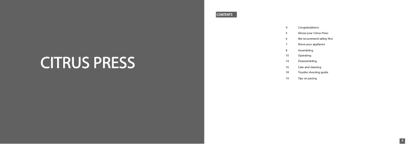 Image de la première page du manuel de l'appareil Design Citrus Juicer Advanced