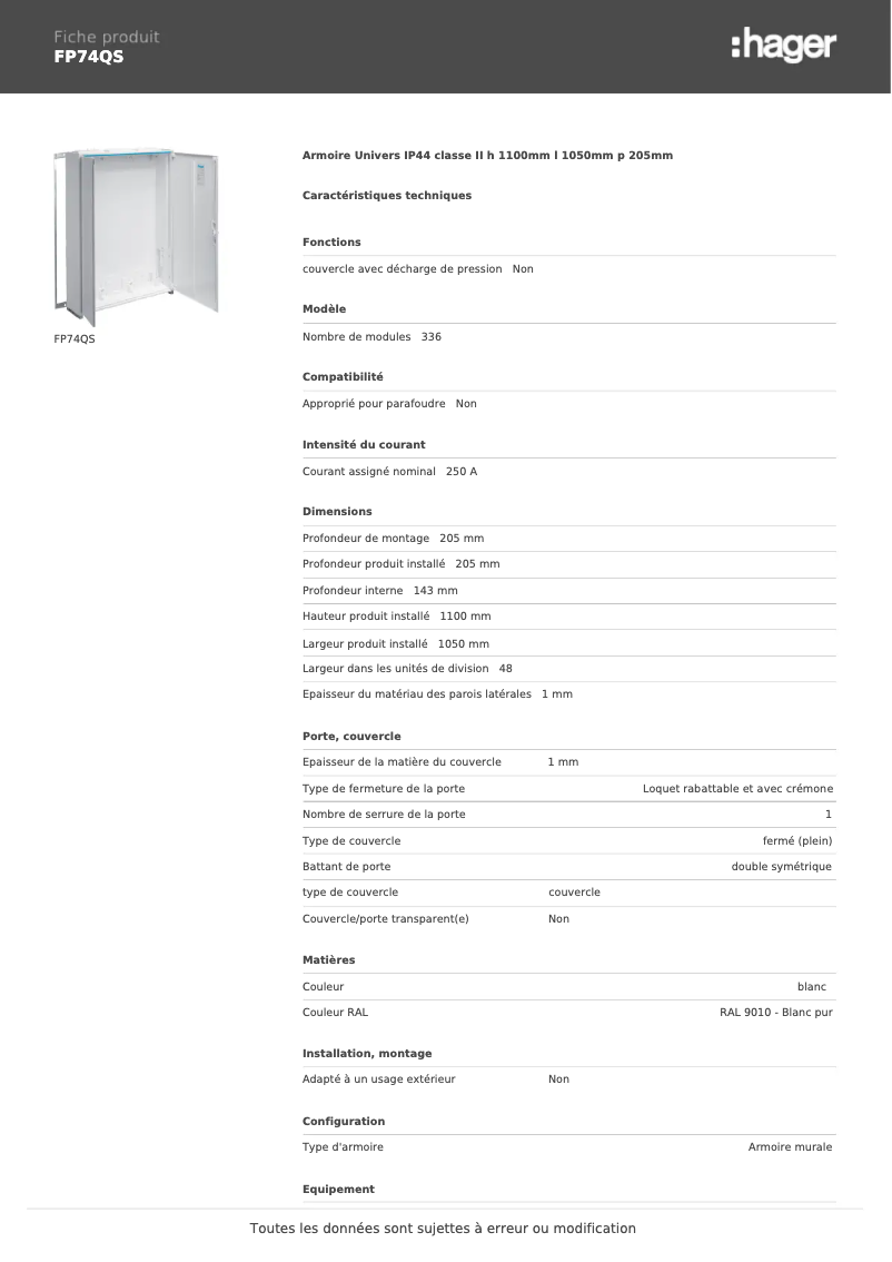 Image de la première page du manuel de l'appareil FP74QS