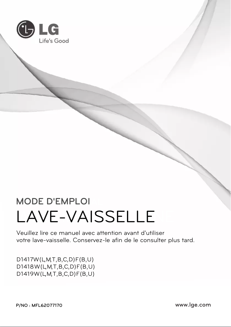 Page 1 de la notice Manuel utilisateur LG D1417WF