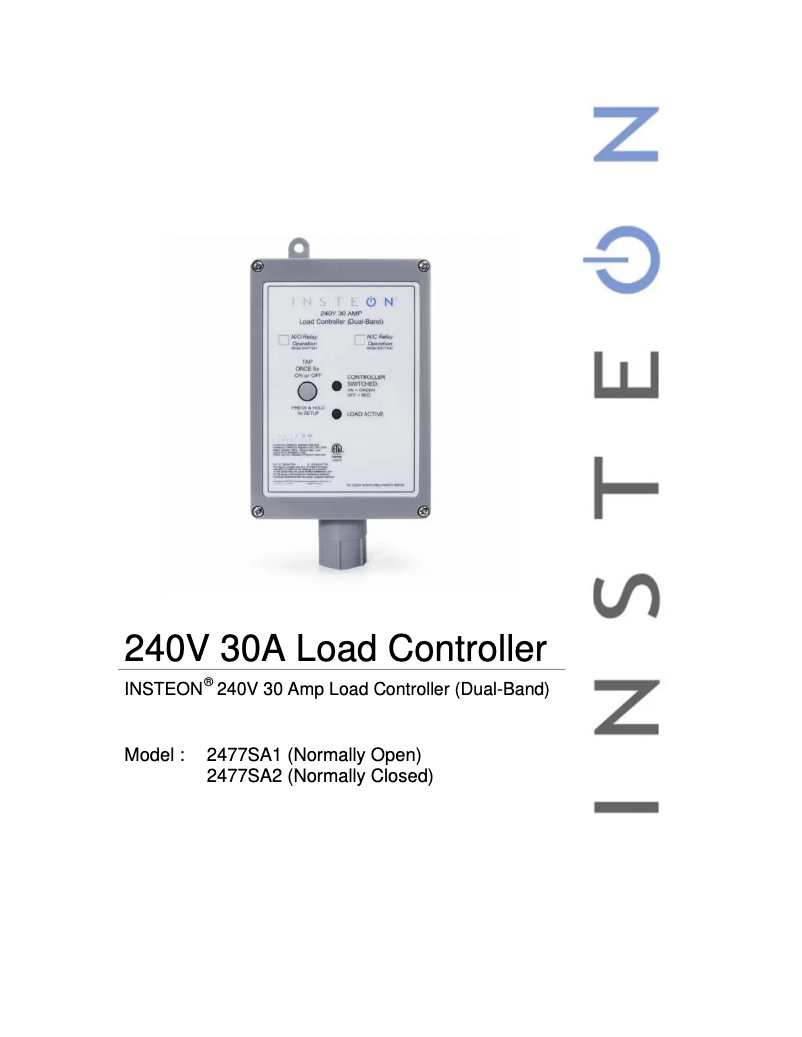 Page n°1 - Manuel utilisateur Insteon 2477SA1