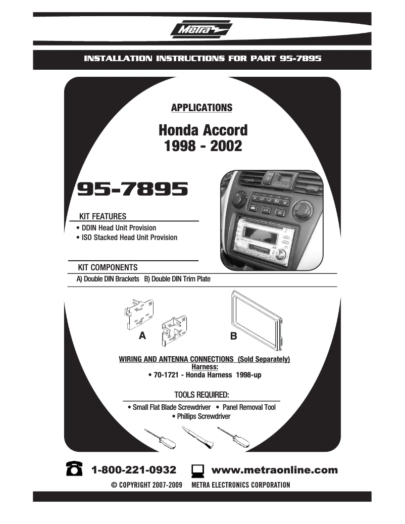 Page n°1 - Manuel utilisateur Metra 95-7895