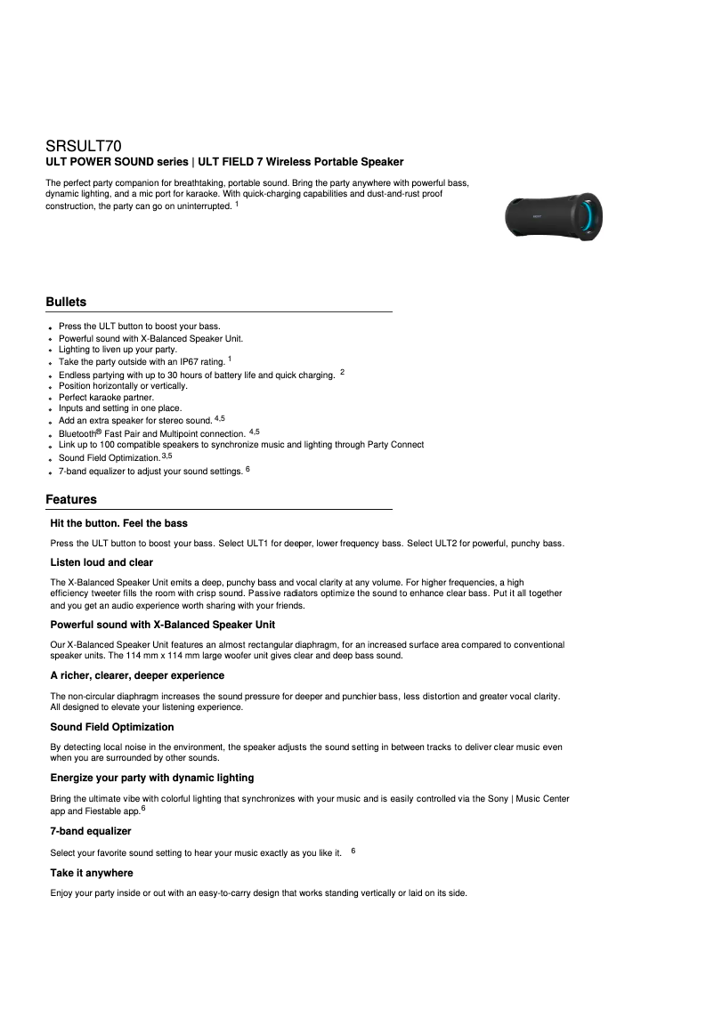 Imagen de la primera página del manual del dispositivo ULT FIELD 7