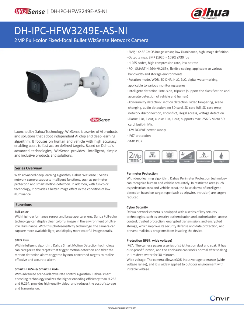 Image de la première page du manuel de l'appareil IPC-HFW3249E-AS-NI