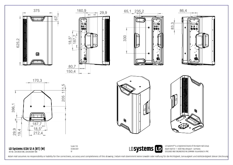 Page n°1 - Fiche technique LD Systems ICOA 12 A