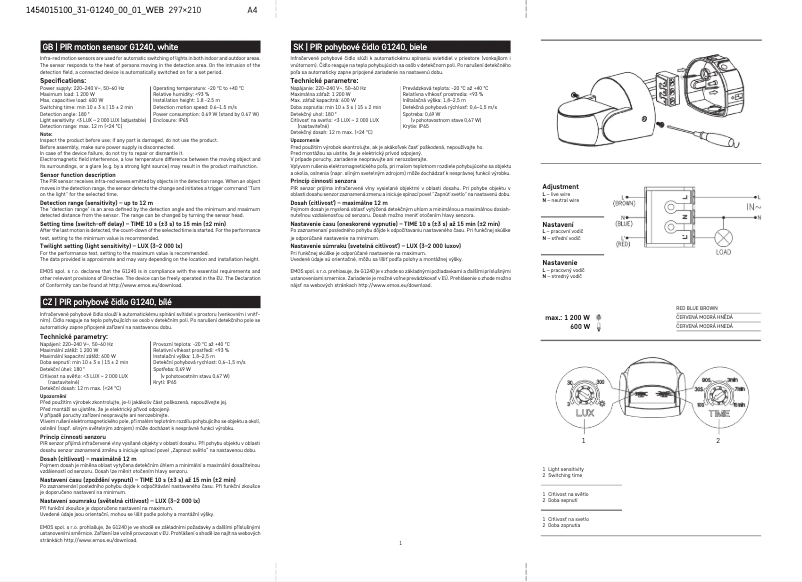 Page n°1 - Manuel utilisateur Emos G1240