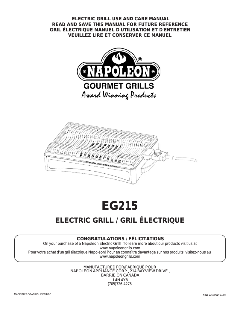 Image de la première page du manuel de l'appareil EG215