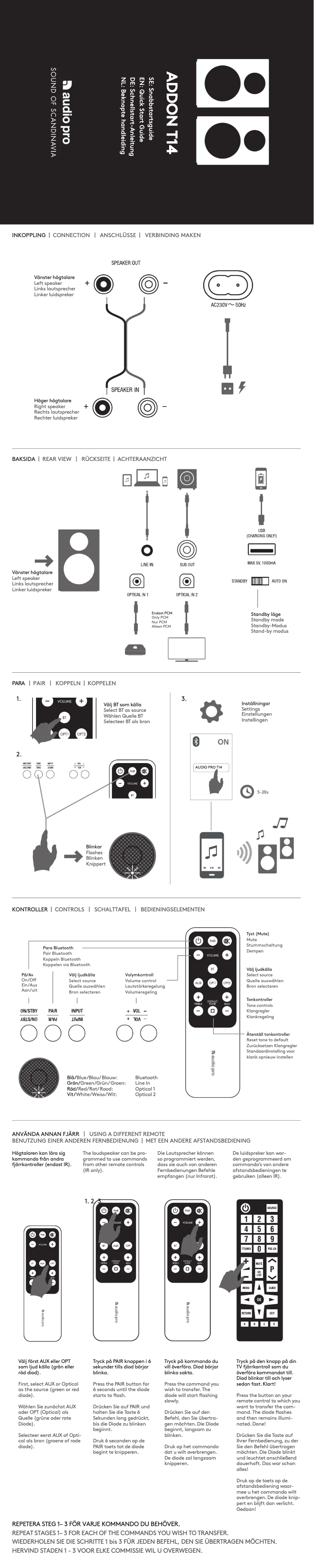Page 1 de la notice Manuel utilisateur Audio Pro Addon T14