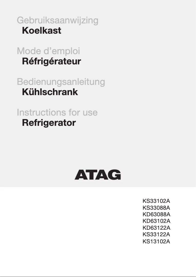 Page 1 de la notice Manuel utilisateur Atag KD63088A