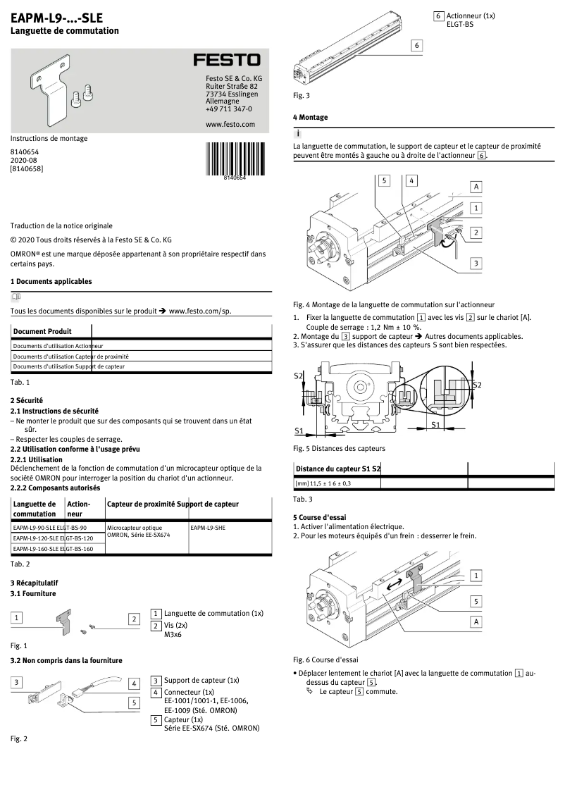 Page 1 de la notice Manuel utilisateur Festo EAPM-L9-160-SLE