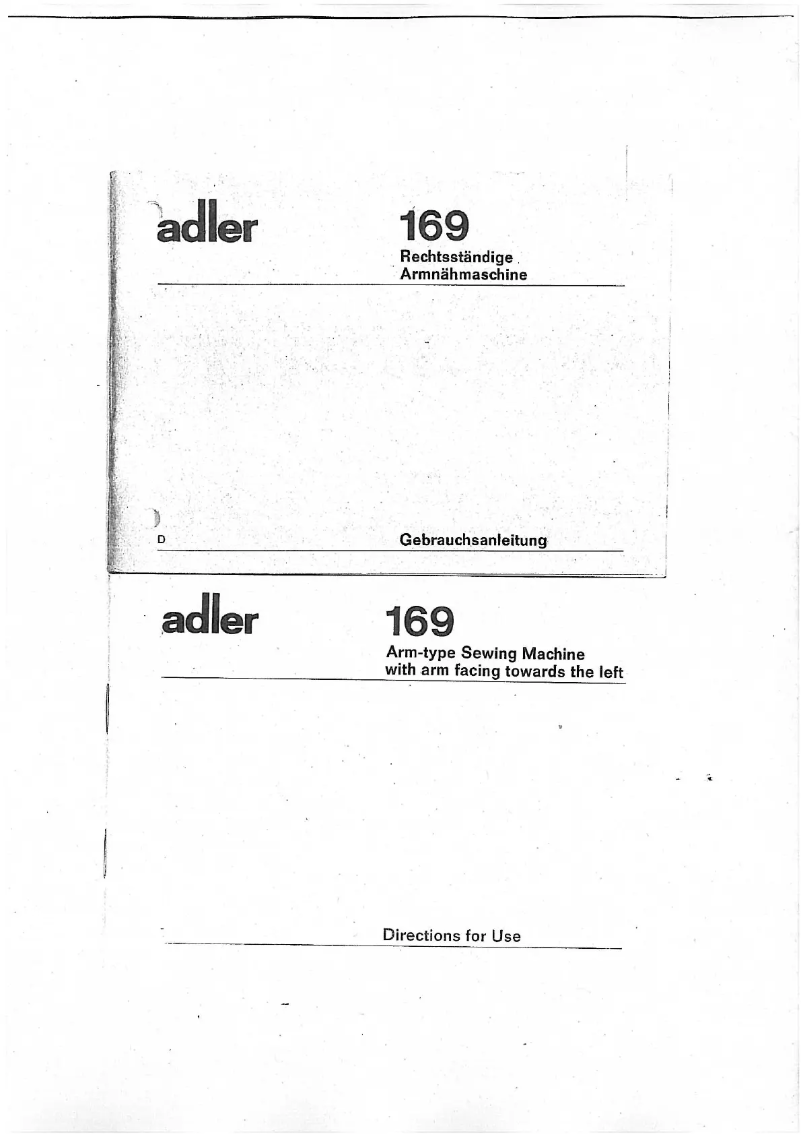 Page n°1 - Manuel utilisateur Dürkopp Adler 169